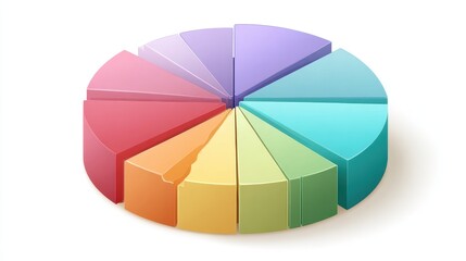 Obraz premium A pie chart clipart, data business element, flat vector illustration, colorful segments, isolated on white background. 