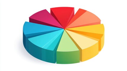 Obraz premium A pie chart clipart, data business element, flat vector illustration, colorful segments, isolated on white background. 