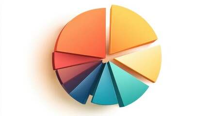 Obraz premium A pie chart clipart, data business element, flat vector illustration, colorful segments, isolated on white background. 