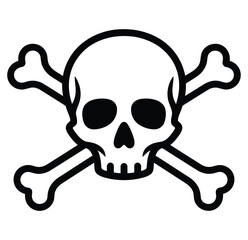 Black skull and crossbones symbol on white background danger