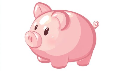 Fototapeta premium A piggy bank clipart, finance element, cute cartoon illustration, pink pastel, isolated on white background. 