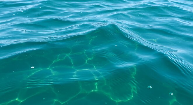 Clear turquoise water with gentle waves and sunlight reflections