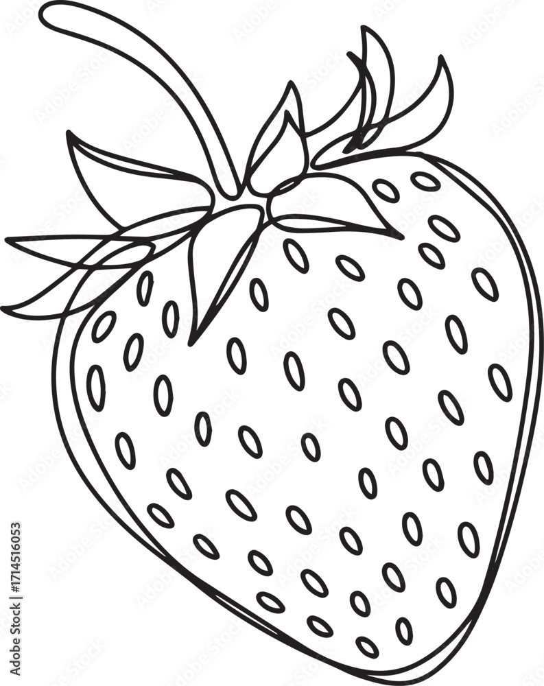 Poster continuous one line drawing of strawberry in minimalist modern style vector illustration representin