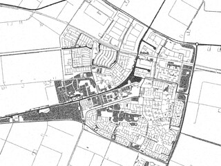 Black and white map poster of Dronten, Netherlands, illustrated in hand-drawn style.