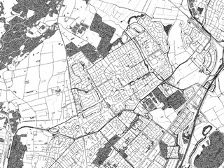 Fototapeta premium Poster-ready black and white illustration map of Heemskerk, Netherlands, detailed and artistic.