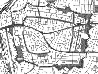 Minimalist monochrome city map of Leiden Centrum, Netherlands, illustrated with urban detail.