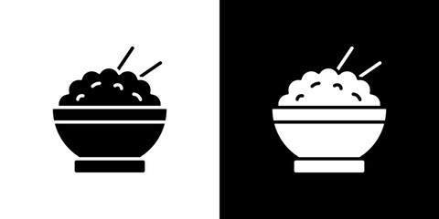 Rice bowl icon vector illustration - high quality black style vector icons
