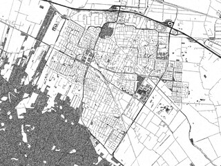 Illustrated map of Veenendaal, Netherlands, in black and white hand-drawn digital style.
