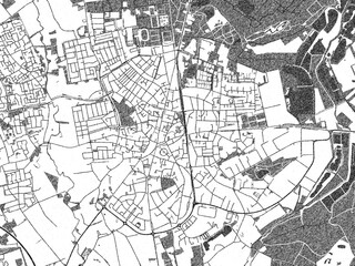 Black and white map poster of Valkenswaard, Netherlands, illustrated in hand-drawn style.