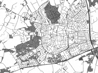 Fototapeta premium Black and white map poster of Venray, Netherlands, illustrated in hand-drawn style.