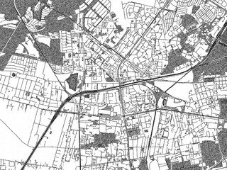 Fototapeta premium Decorative black and white map of Bemowo, Poland, rendered in sketch-like style.