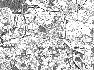 Naklejka premium Minimalist monochrome city map of Bytom, Poland, illustrated with urban detail.