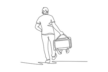 Delivery goods and food concept. Single line draw design. Vector graphic illustration