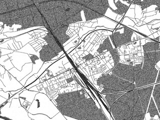 Obraz premium Decorative monochrome illustration of Kedzierzyn-Kozle, Poland, showing its detailed grid.
