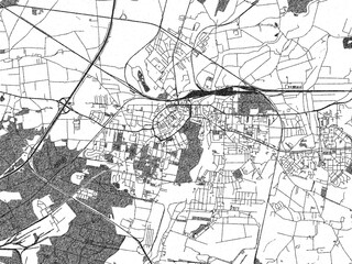 Stylized decorative city map of Legnica, Poland, hand-drawn in black and white.