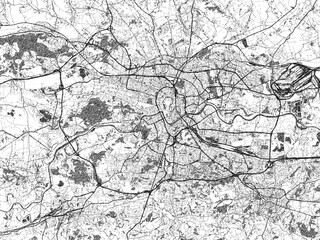 Fototapeta premium Monochrome sketch map of Krakow, Poland, ideal for posters, prints, and travel design.