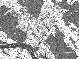 Naklejka premium Monochrome hand-drawn map of Legionowo, Poland, ideal for decorative and editorial use.