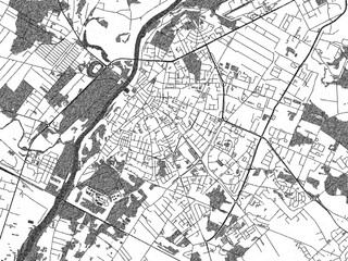 Fototapeta premium Artistic monochrome city map of Ostroleka, Poland, created in a hand-drawn style.