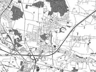 Obraz premium Decorative black and white map of Piekary Slaskie, Poland, rendered in sketch-like style.