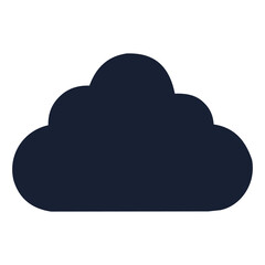 Illustration of a dark blue cloud shape isolated on white background representing cloud computing and data storage services