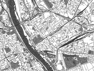 Obraz premium Urban black and white map of Praga Polnoc, Poland, designed in a sketch style for prints.