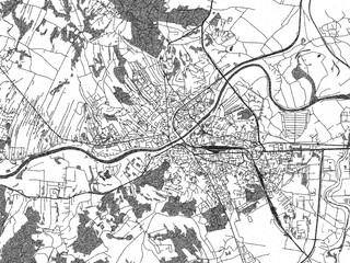 Naklejka premium Stylized decorative city map of Przemysl, Poland, hand-drawn style in black and white.