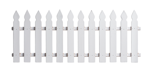 white wooden picket fence isolated on a white background