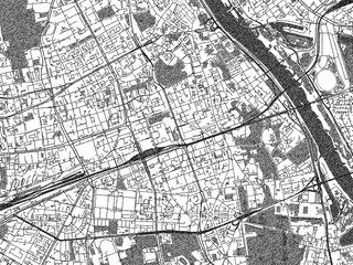 Obraz premium Decorative monochrome illustration of Srodmiescie, Poland, showing its detailed grid.