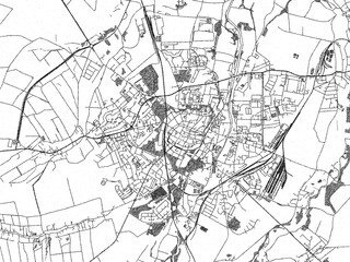 Naklejka premium Stylized decorative city map of Swidnica, Poland, hand-drawn in black and white.