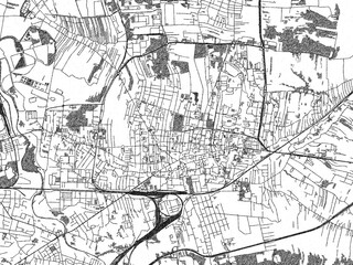 Fototapeta premium Poster-style sketch map of Tarnow, Poland, designed in artistic monochrome.