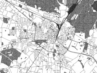 Naklejka premium Illustrated map of Tarnowskie Gory, Poland, in black and white hand-drawn digital style.