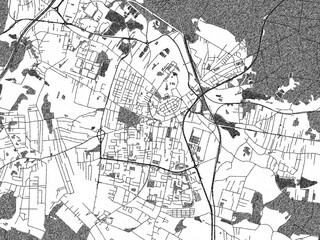 Naklejka premium Black and white map poster of Zory, Poland, illustrated in hand-drawn style.
