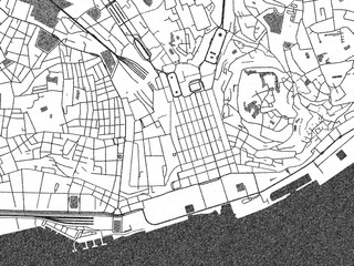 Artistic monochrome city map of Lisboa Centro, Portugal, created in a hand-drawn style.