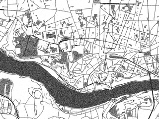 Obraz premium Detailed black and white map of Oporto Centro, Portugal, in artistic sketch style.