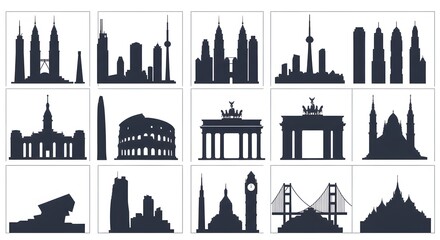 City skylines silhouette collection