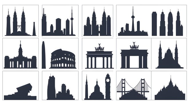 City skylines silhouette collection