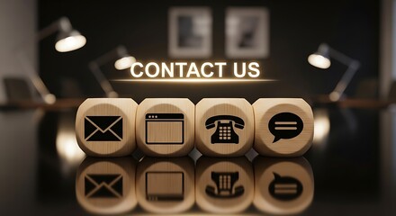 Obraz premium Contact Us message with icons for digital communication channels