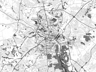 Poster-ready monochrome city map of Belgorod, Russian Federation, with detailed streets and rivers.