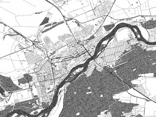 Fototapeta premium Minimal poster-style map of Biysk, Russian Federation, hand-drawn in monochrome.