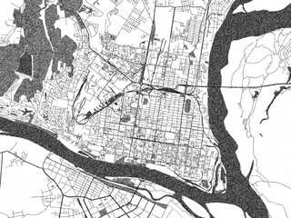 Naklejka premium Poster-style sketch map of Blagoveshchensk, Russian Federation, designed in artistic monochrome.