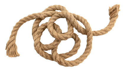 Jute. Twisted linen rope on a white background. Rope