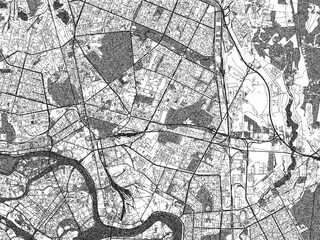 Naklejka premium Artistic monochrome city map of Kalininskiy, Russian Federation, created in a hand-drawn style.