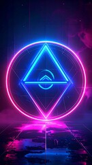 Neon geometric design on a dark background