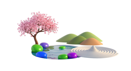 Stylized digital zen garden illustration evoking tranquility and serenity