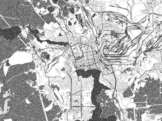 Fototapeta premium Poster-ready black and white illustration map of Nizhny Tagil, Russian Federation, detailed and artistic.