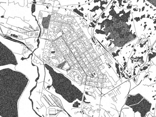 Fototapeta premium Sketch-style black and white map of Norilsk, Russian Federation, perfect for illustration and wall art.
