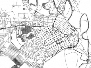 Naklejka premium Hand-drawn black and white city map of Novocherkassk, Russian Federation, ready for wall art or editorial projects.