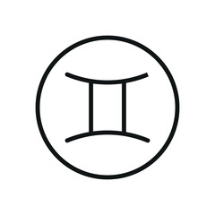 Gemini zodiac icon in line style for constellation, natal chart, and mystic visuals.