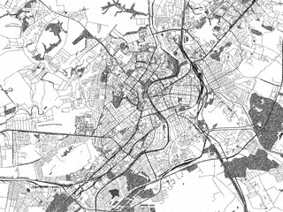 Fototapeta premium Black and white map poster of Orel, Russian Federation, illustrated in hand-drawn style.