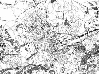 Fototapeta premium Artistic monochrome city map of Orsk, Russian Federation, created in a hand-drawn style.